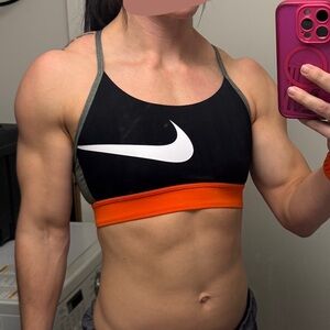 Nike Medium Indy Black and Orange Sports Bra